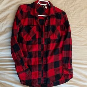Red plaid button down